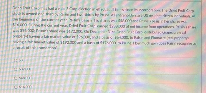 since its incorporation. The Dried Fruit Corp. stock is owned one-third by