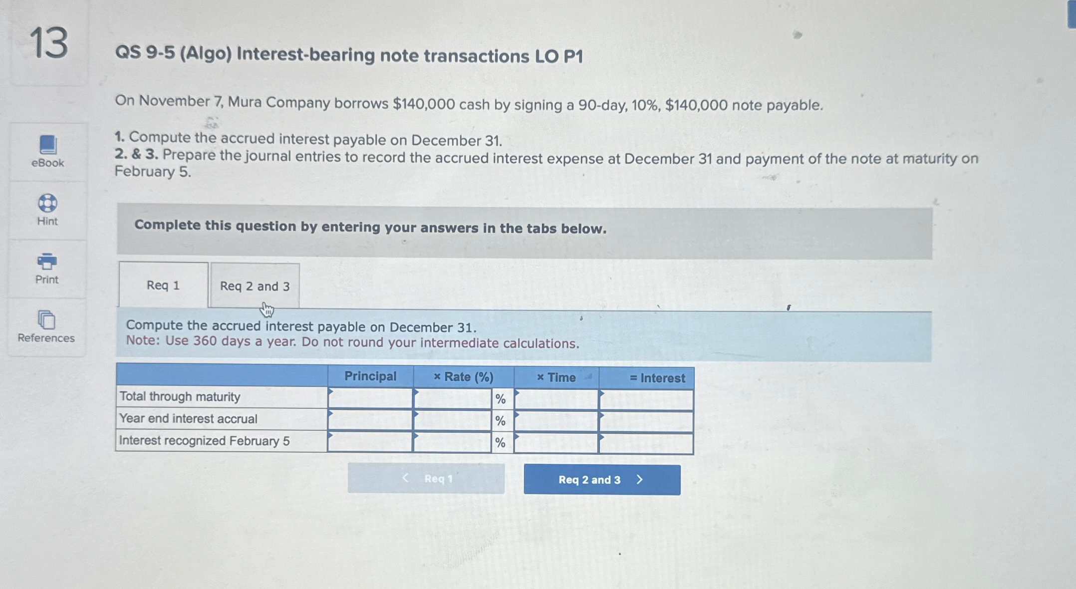 13 QS 9-5(Algo) Interest-bearing note transactions LO P1 On November 7,
