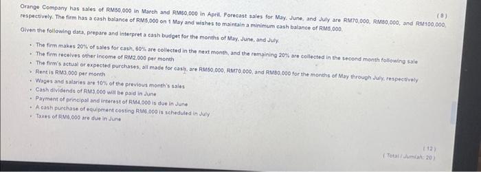 given the data, please prepare and interpret a cash budget for the