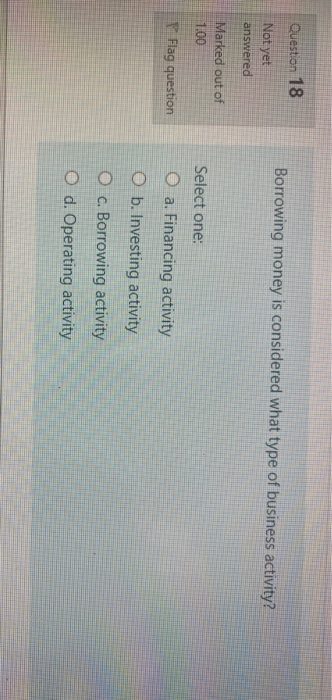 activity O d. Payment activity estion 16 To report the success or