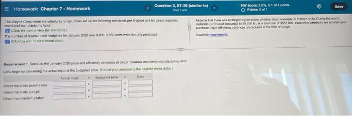  = Homework: Chapter 7 - Homework Question 3, E7-29 (similar to