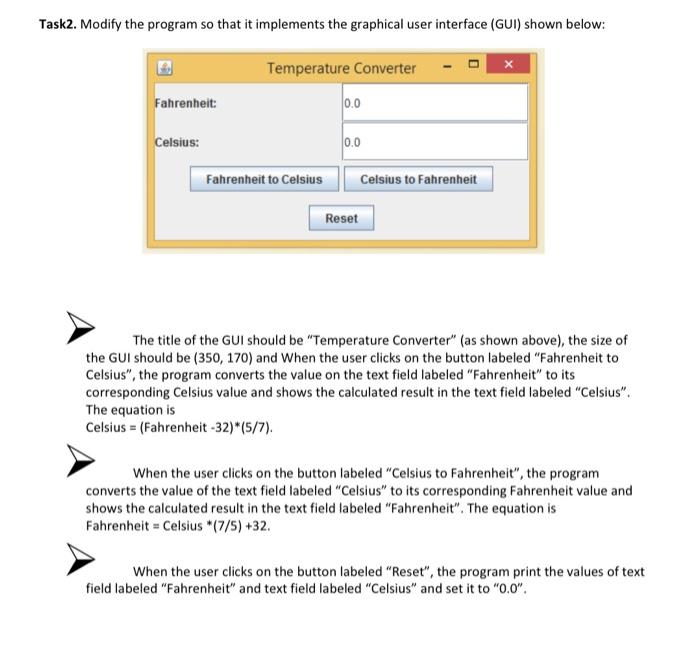 that can do the following tasks: Task1. - Your program implements the