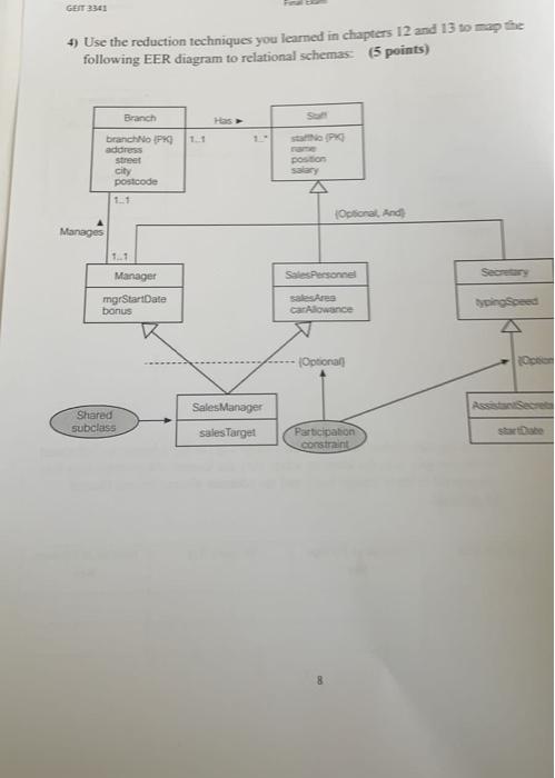  GET 3345 4) Use the reduction techniques you leared in chapters