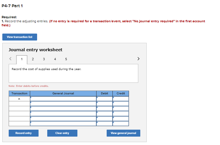 for a transoction/event, select "No journal entry requlred" In the flrst account