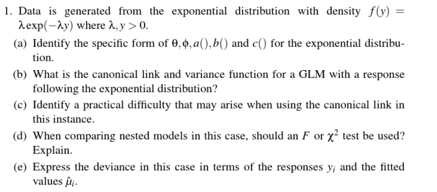  Data is generated from the exponential distribution with density f(y)= exp(-y)