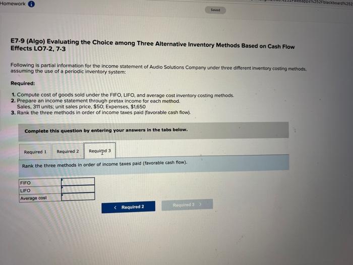income statement of Audio Solutions Company under three different inventory costing methods,