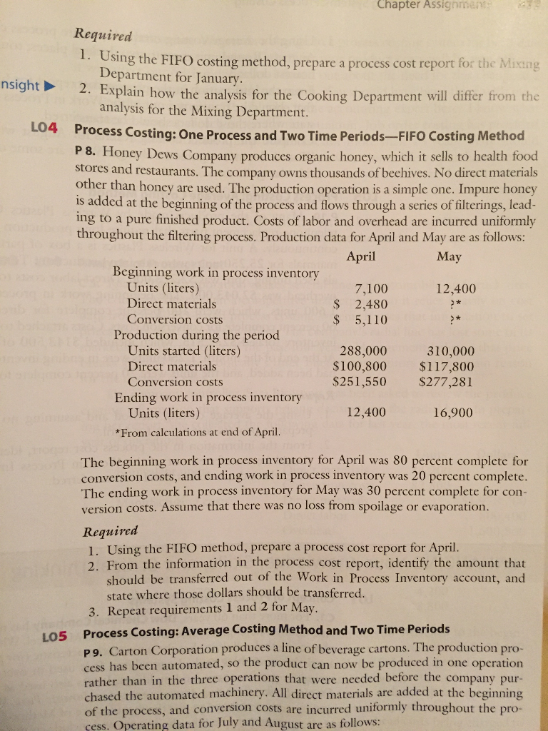  Problem 8 in Chapter Assignment Required 1. Using the FIFo costing