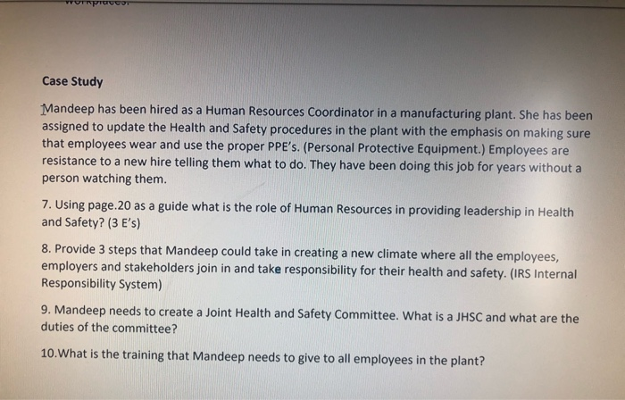  PICCO Case Study Mandeep has been hired as a Human Resources