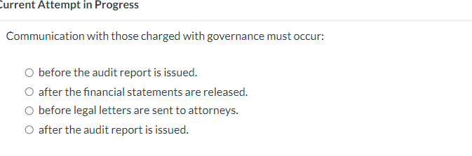  urrent Attempt in Progress Communication with those charged with governance must