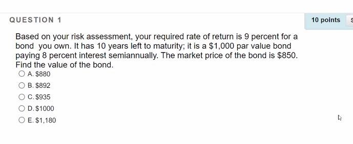  10 points QUESTION 1 Based on your risk assessment, your required