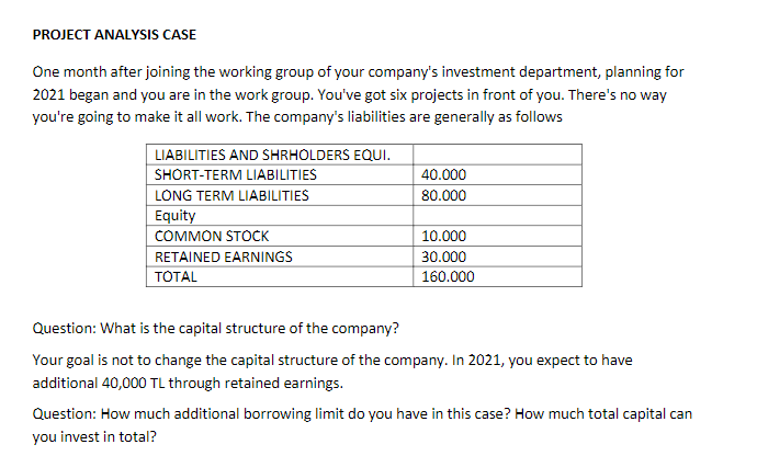  PROJECT ANALYSIS CASE One month after joining the working group of