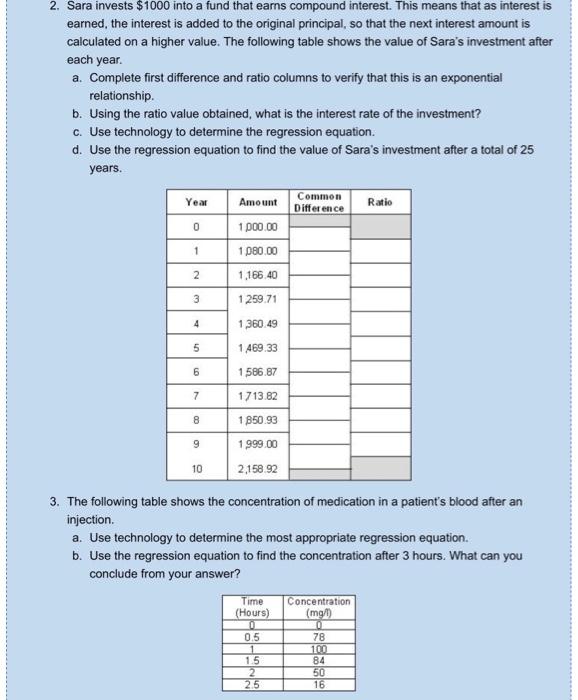 Can somebody Answer 2 and 3 for me please 2. Sara invests