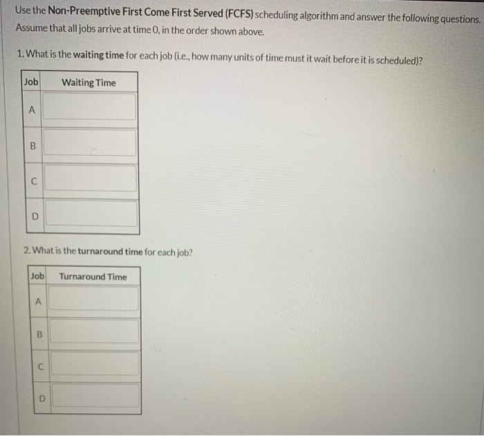 have four jobs as follows: Job Arrival Order CPU Burst Length N