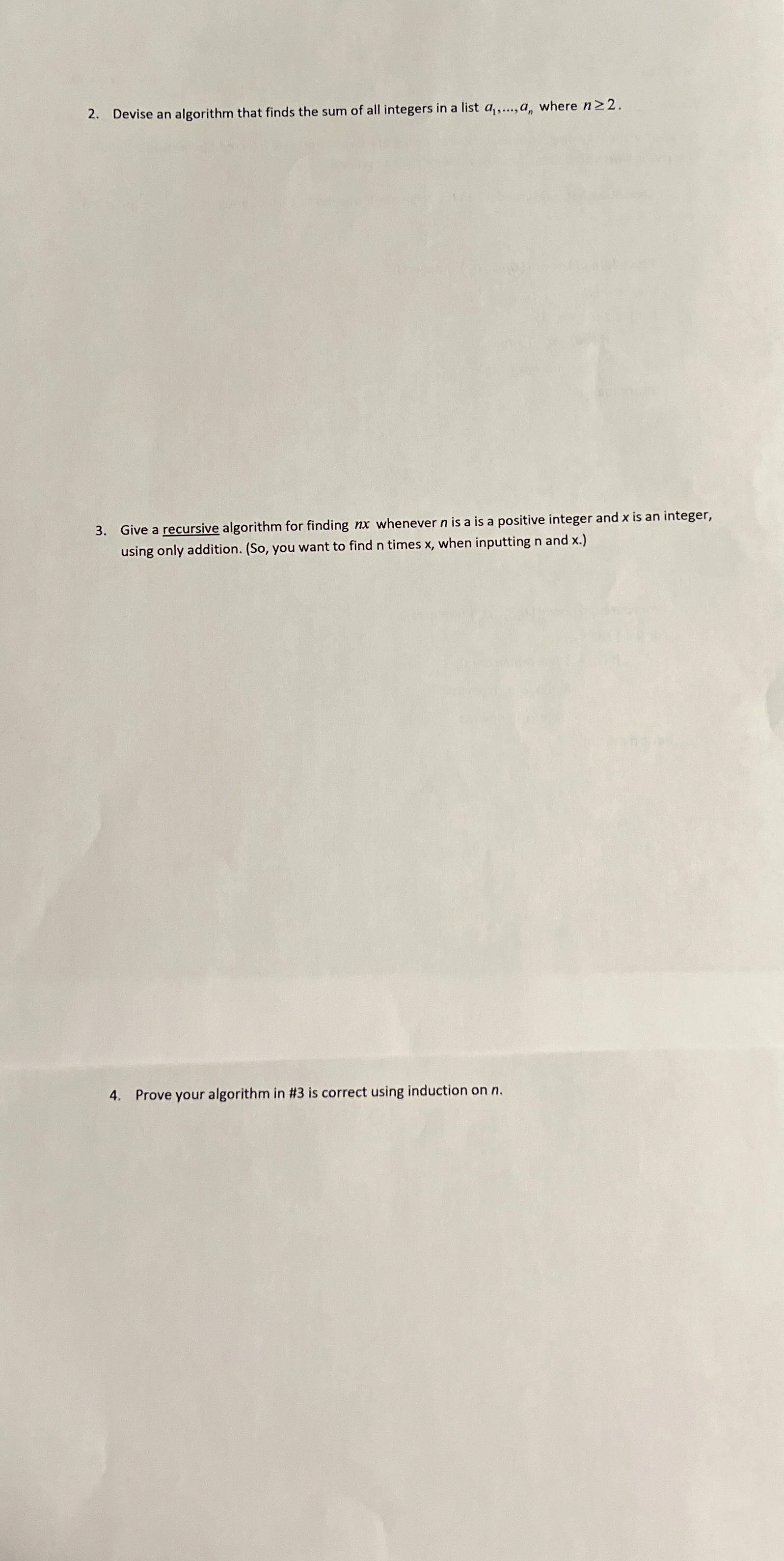  Devise an algorithm that finds the sum of all integers in