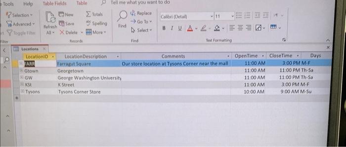 new blank form in Layout view. a. From the Locations table, add