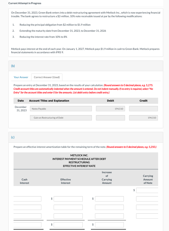  Current Attempt in Progress On December 31,2023, Green Bank enters into
