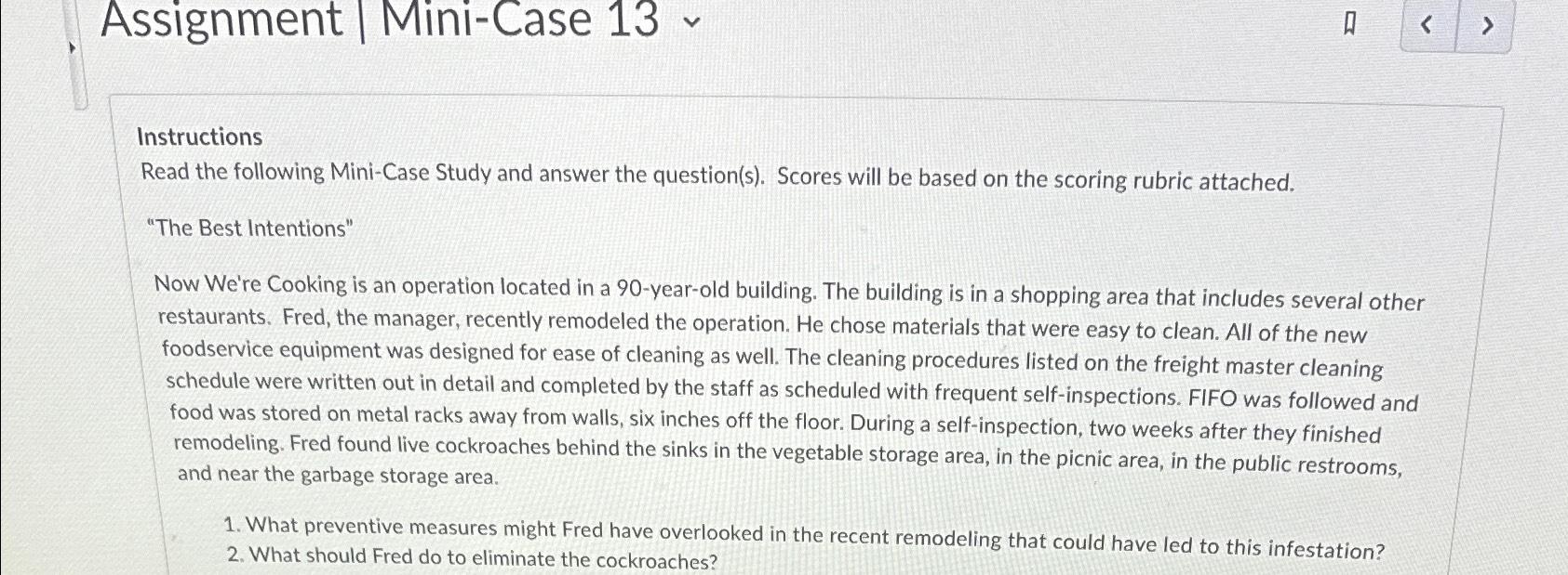  Assignment | Mini-Case 13 Instructions Read the following Mini-Case Study and