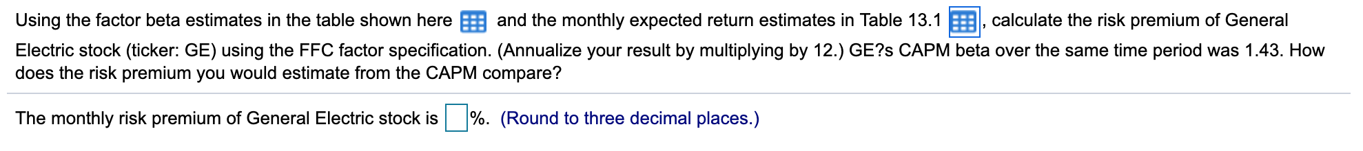  Using the factor beta estimates in the table shown here and