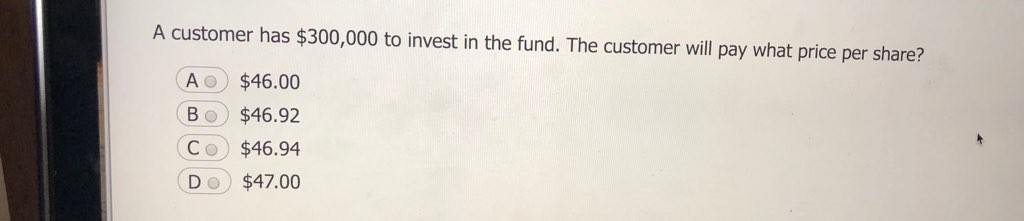 $46.00 and the following breakpoint schedule. $0- $50,000 5% $50,001- $100,000 4%
