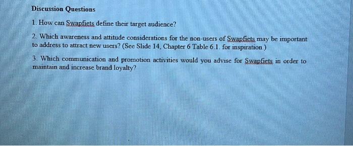  1. How can Swapfiets define their target audience? 2. Which awareness