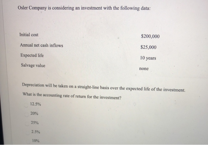 please answer all 4 multiple choice questions Osler Company is considering