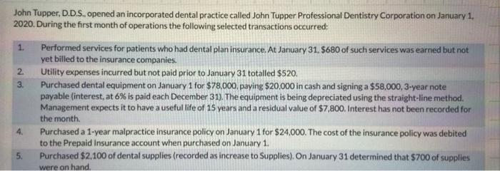  John Tupper, D.D.S. opened an incorporated dental practice called John Tupper