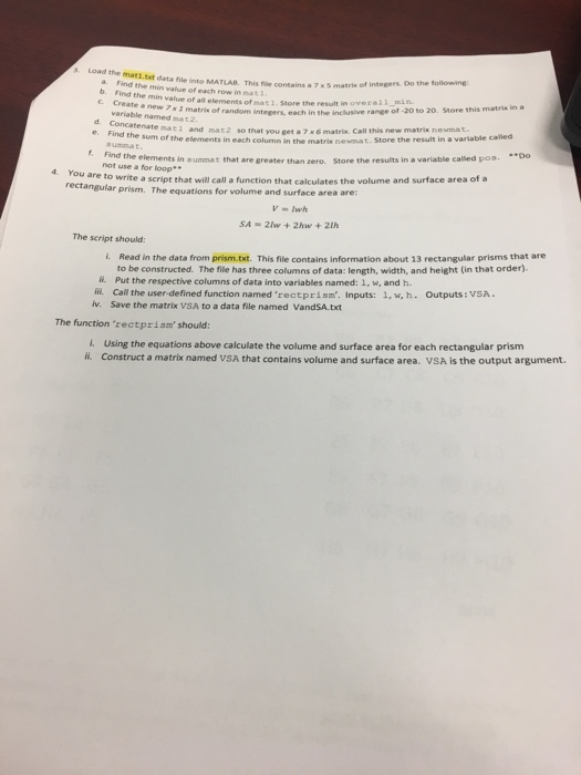  mat lab Load the mati.txt data file into MATLAB. This file