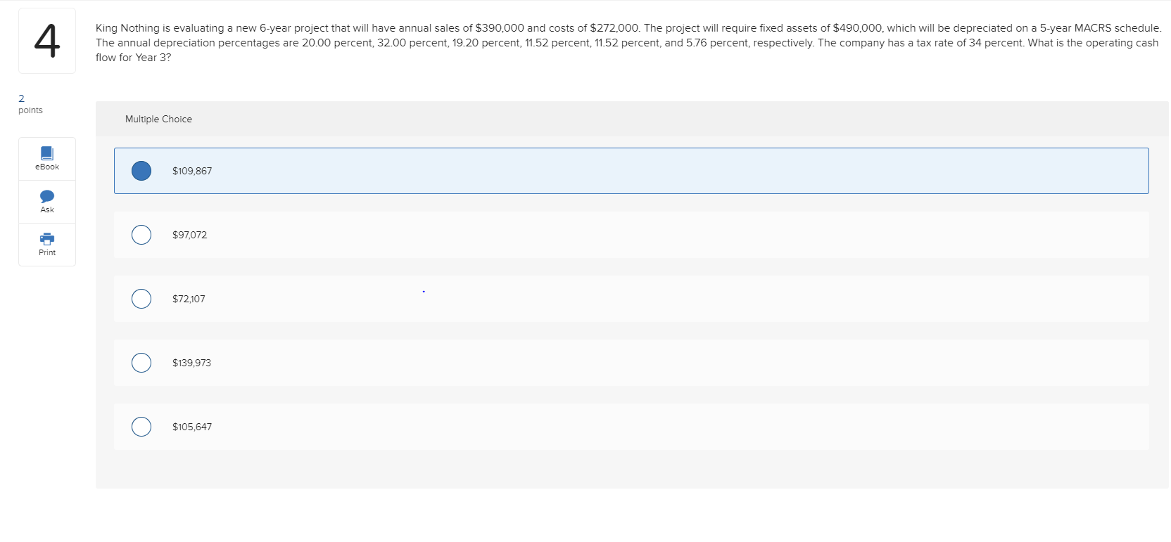  King Nothing is evaluating a new 6-year project that will have