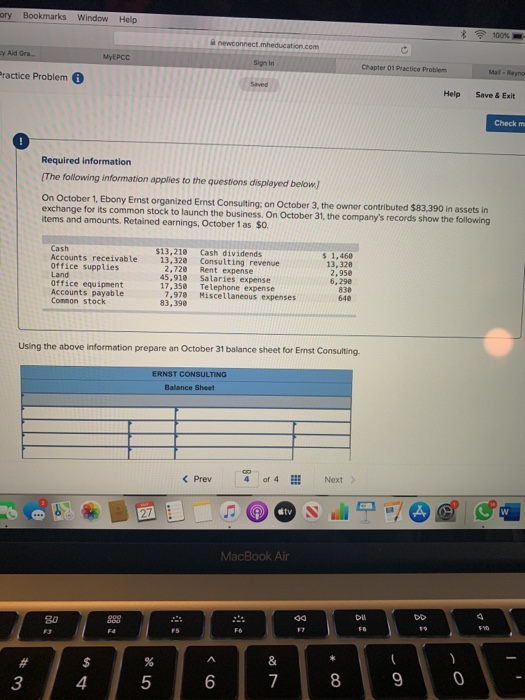  ory Bookmarks Window Help % 100% newconnect.mheducation.com Ey Aldon MyEPCC Sign