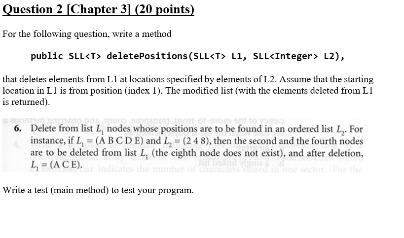  with java languag Question 2 (Chapter 31 (20 points) For the