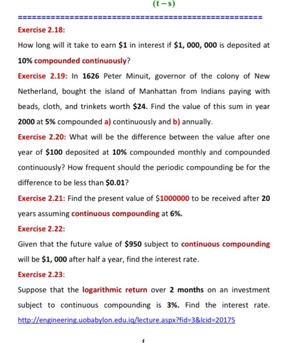  Exercise 2.18: How long will it take to earn $1 in