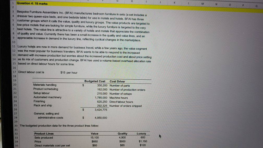 3 Bespoke Furniture Assemblers Inc. (BFAI) manufactures bedroom furniture in sets (a