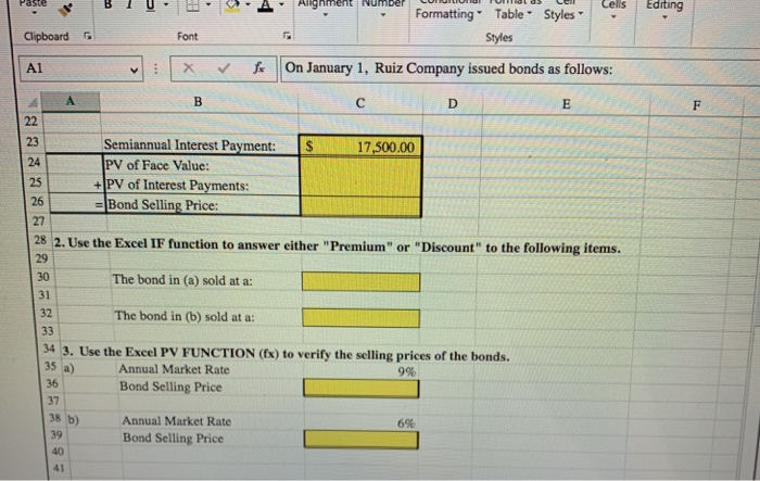 Sign in * Paste Editing Bond Pricing - Excel FILE HOME INSERT