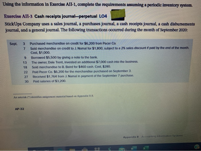  Using the information in Exercise All-1, complete the requirements assuming a