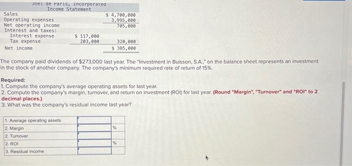 last year follow: The company paid dividends of $273,000 last year. The