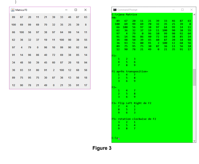 operations elementary matrices with integer-valued square matrices. The class contains (see UML
