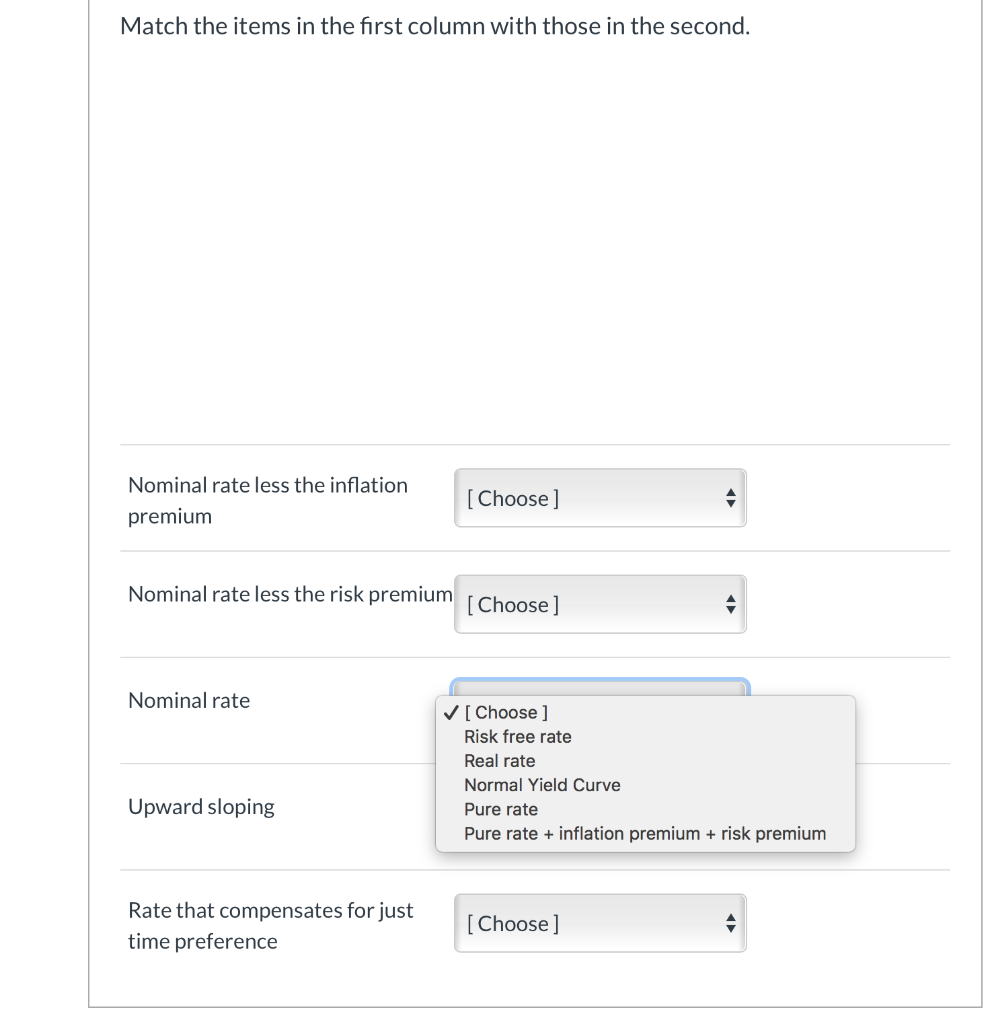  Match the items in the first column with those in the