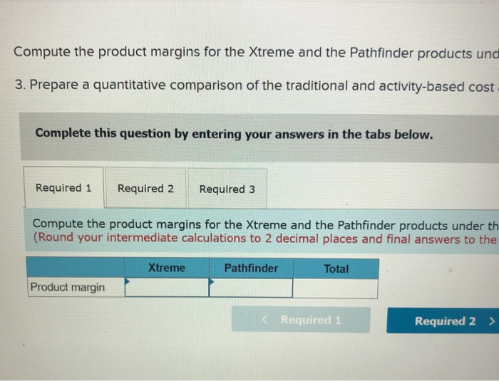 the Pathfinder. Data concerning these two product lines appear below: Selling price