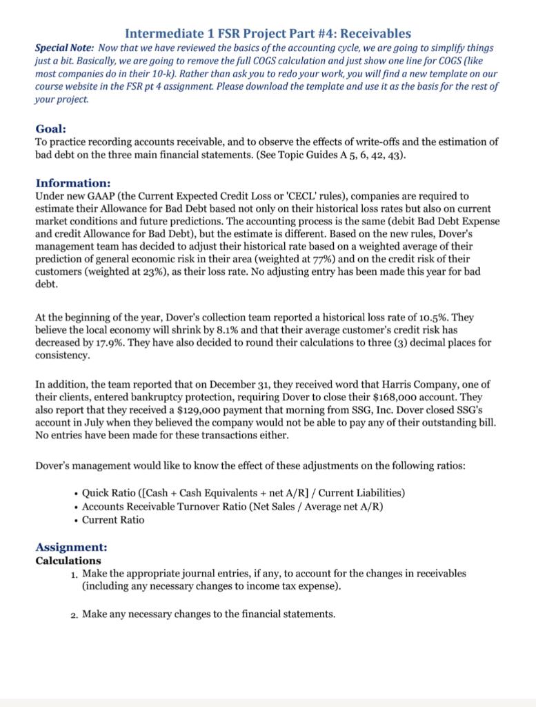 each of the required ratios using the original values (before any changes)