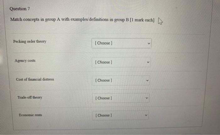  Match concepts in group A with examples/definitions in group B [