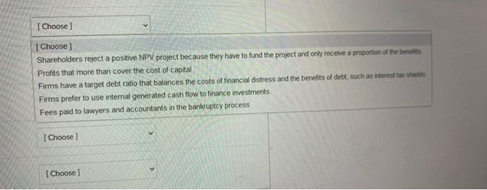 1 mark each] Pecking order theory Agency costs Cost of financial distress