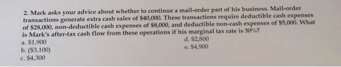  2. Mark asks your advice about whether to continue a mail-order
