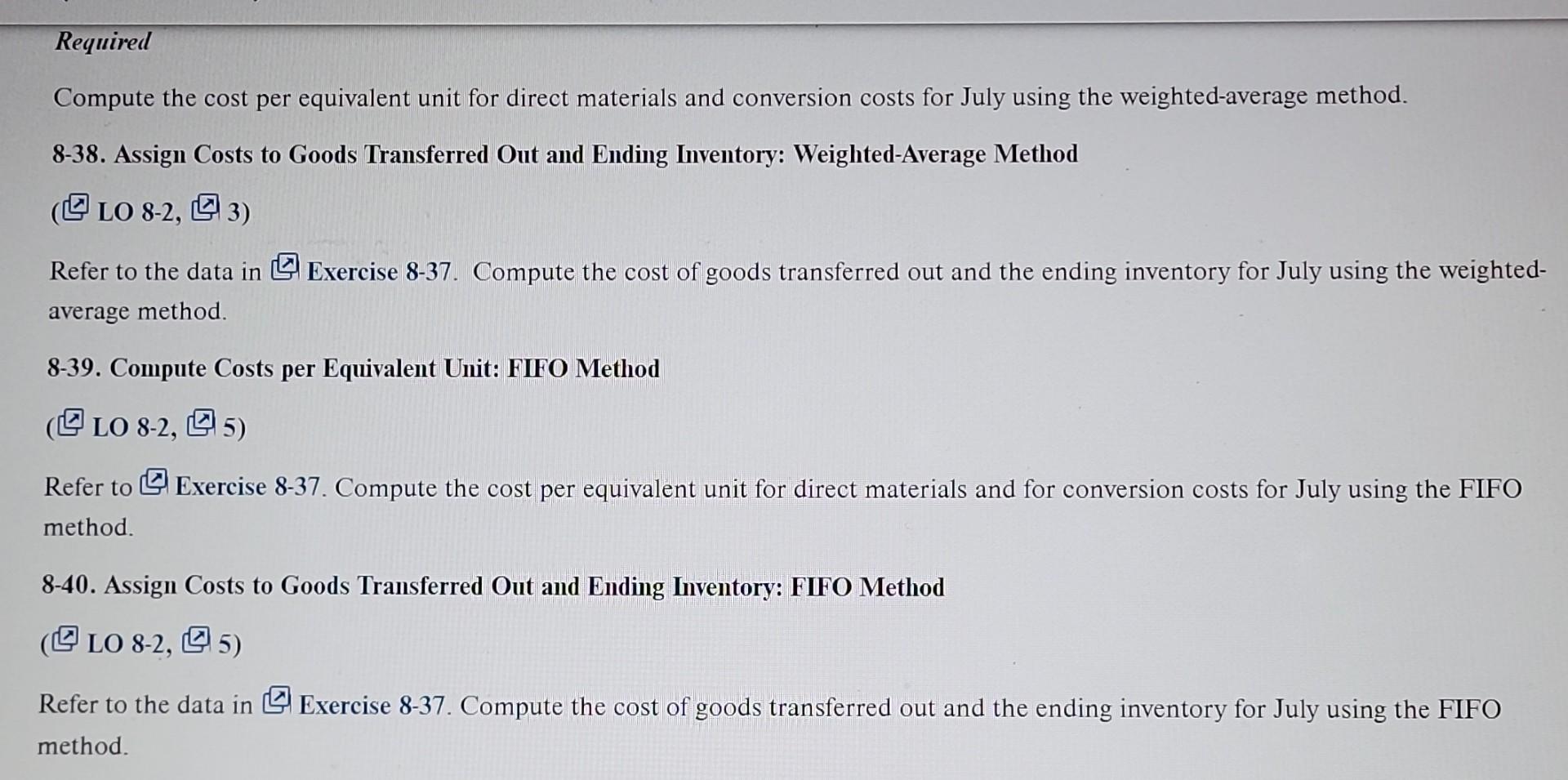 show the formulas for how I got the work. 8-37. Compute Costs