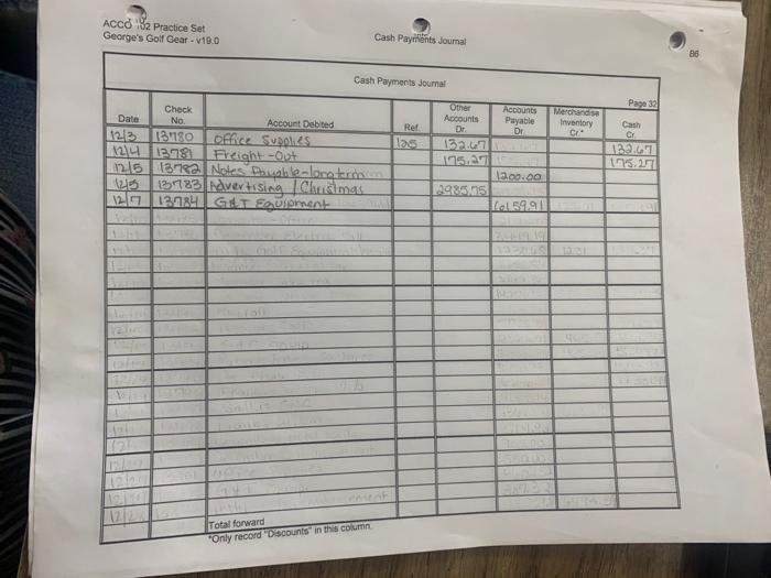 nave winn ACCO 102 Practice Set George's Galf Gear 4190 ACCO 102