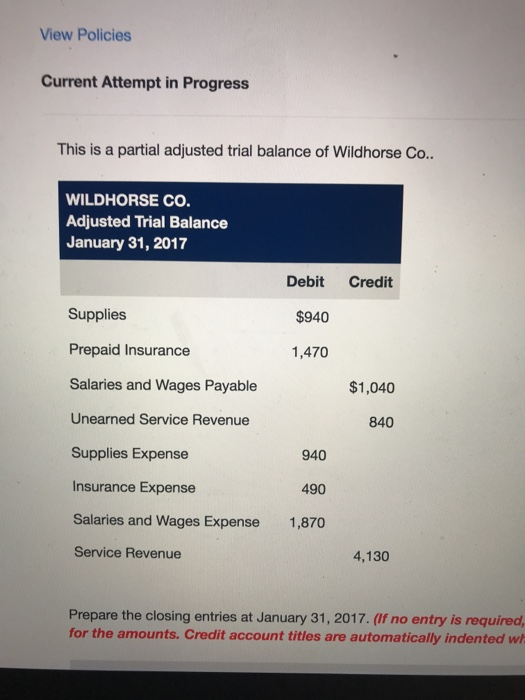  View Policies Current Attempt in Progress This is a partial adjusted