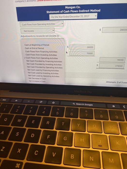 3 Your answer is partially correct. The net income for Mongan Co.