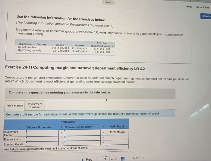  Seved Help Save & Exit Check Use the following information for