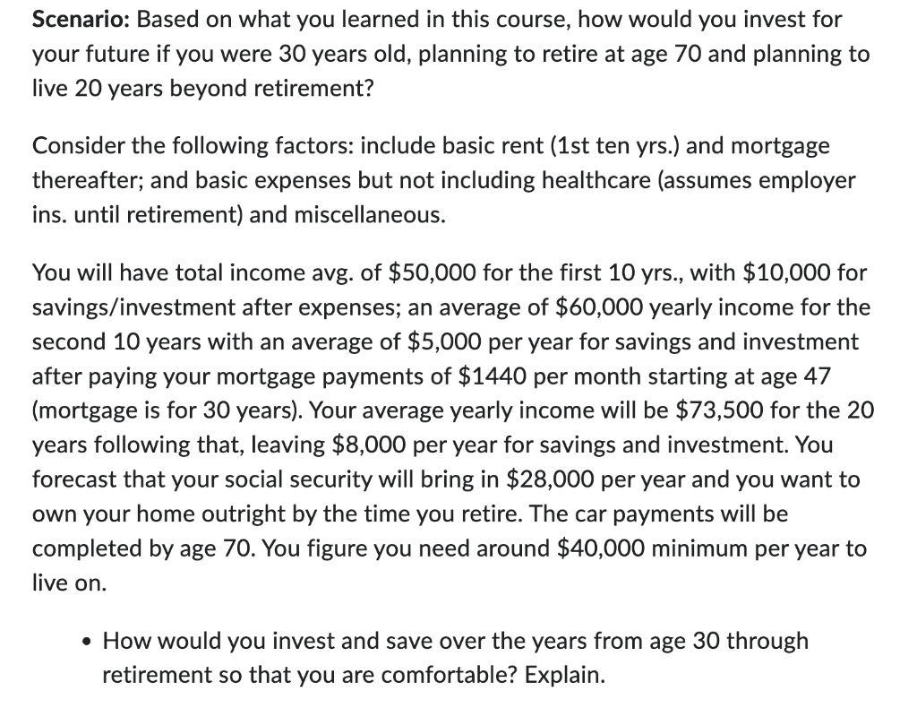 Scenario: Based on what you learned in this course, how would