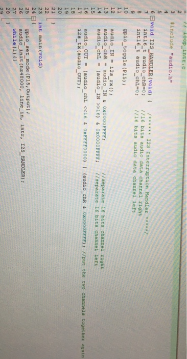  write a C program that implement the notch filter on left