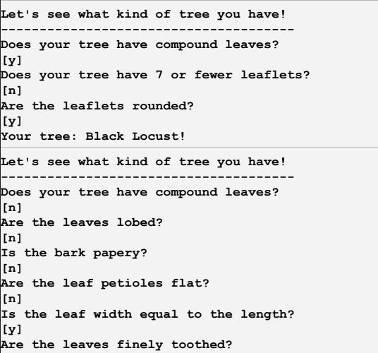 String QUESTION2 = "Does your tree have 7 or fewer leaflets?"; static
